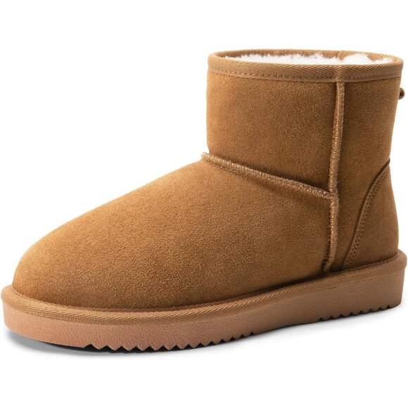 Snow Boots for Women Genuine Suede Faux Fur Lining Anti-Slip Warm Winter Booties